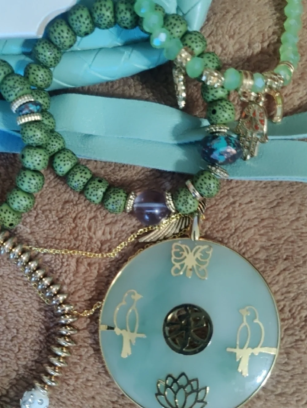 Aqua Quilted Mini Crossbody Bag with Cat Charm - Picture 3 of 10